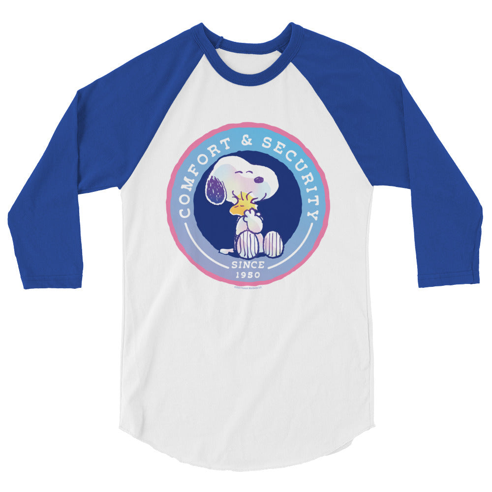 75 Years of Peanuts Comfort And Security Adult Raglan T-Shirt