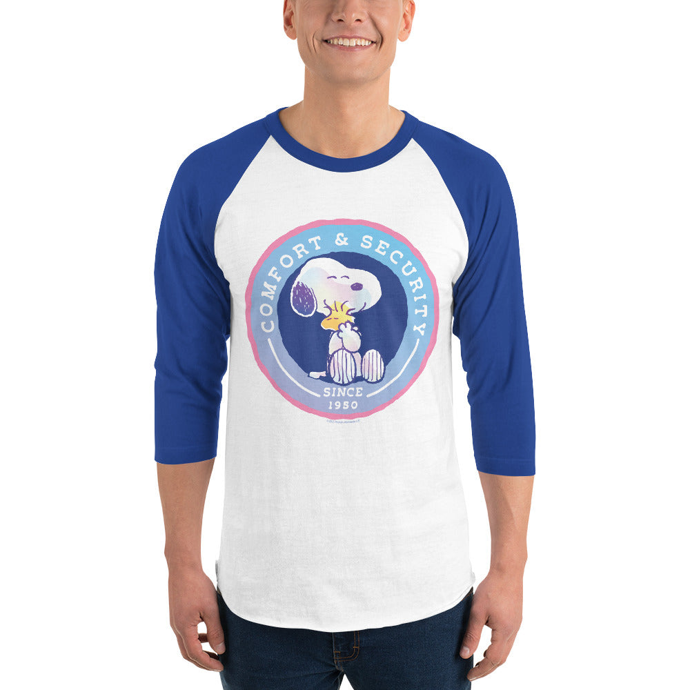 75 Years of Peanuts Comfort And Security Adult Raglan T-Shirt