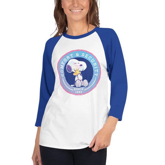 75 Years of Peanuts Comfort And Security Adult Raglan T-Shirt-1