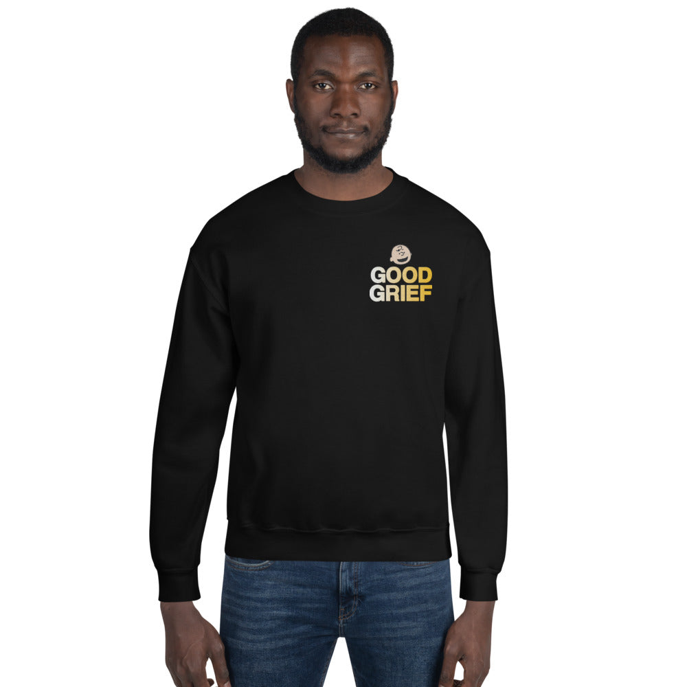 Peanuts Charlie Brown Good Grief Embroidered Adult Crewneck Sweatshirt