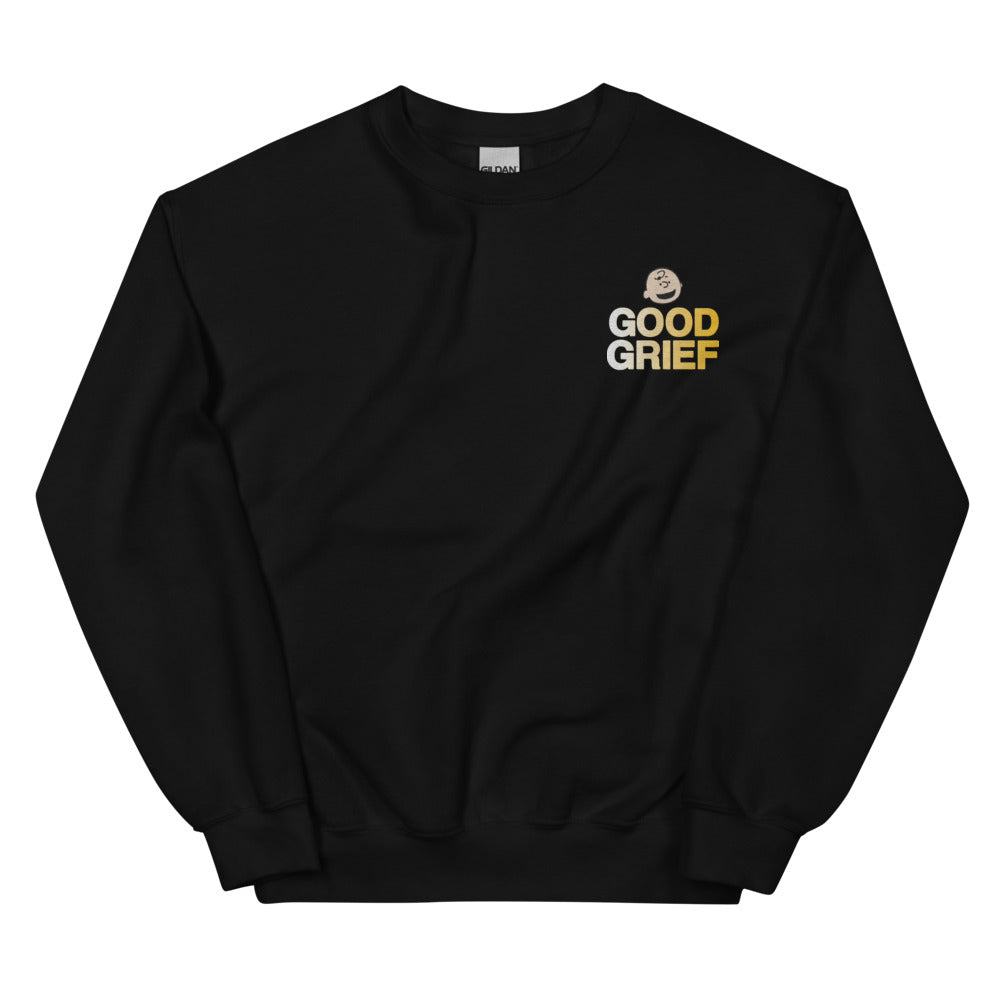 Peanuts Charlie Brown Good Grief Embroidered Adult Crewneck Sweatshirt