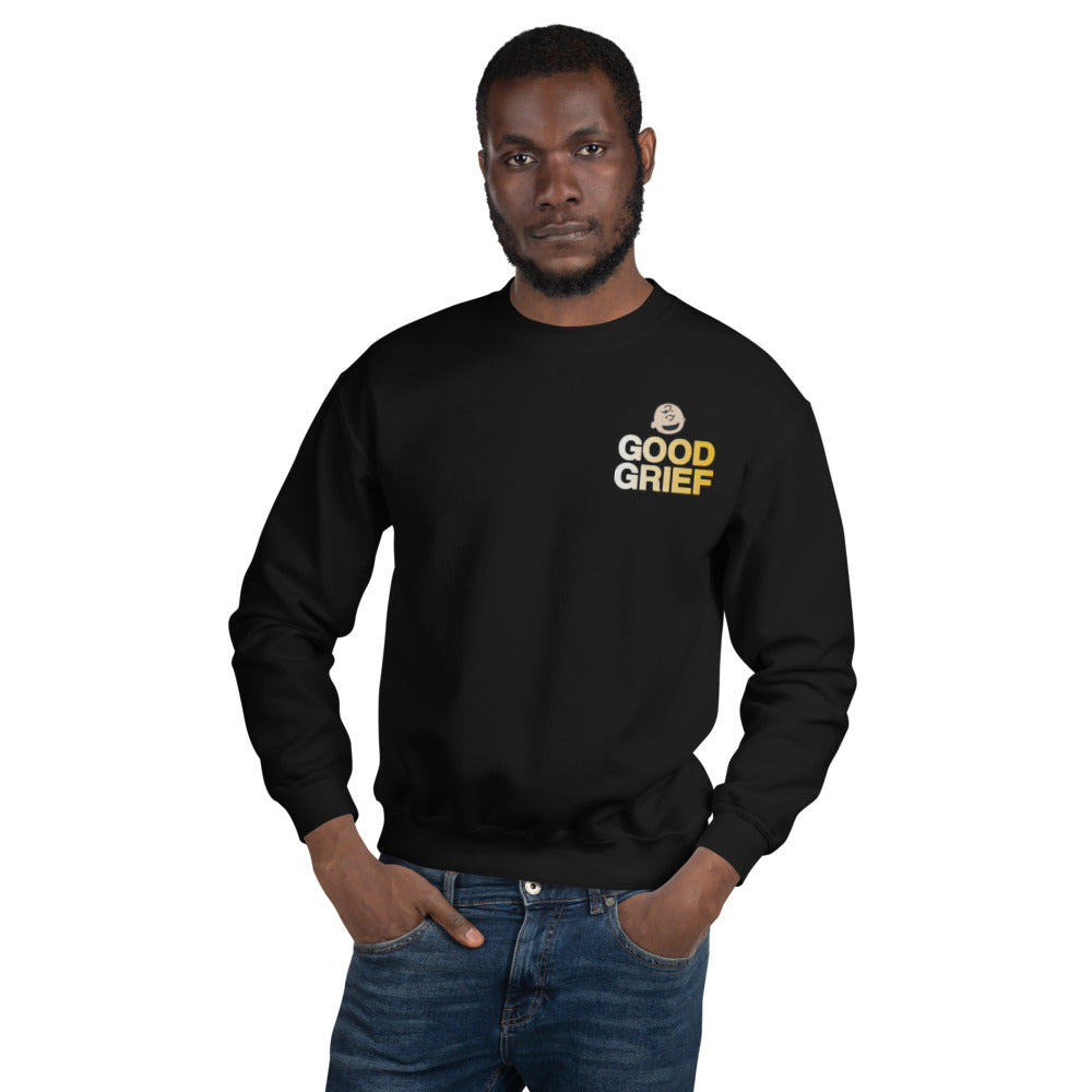 Peanuts Charlie Brown Good Grief Embroidered Adult Crewneck Sweatshirt