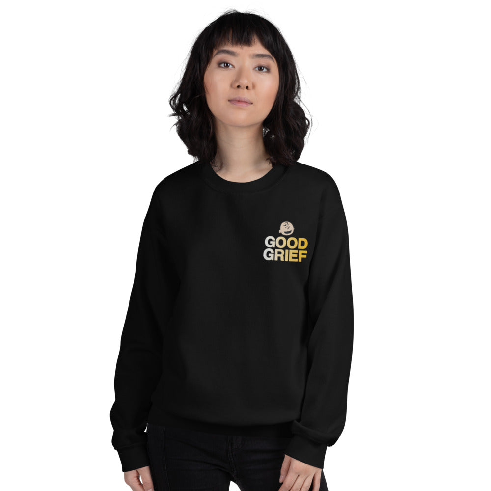 Peanuts Charlie Brown Good Grief Embroidered Adult Crewneck Sweatshirt