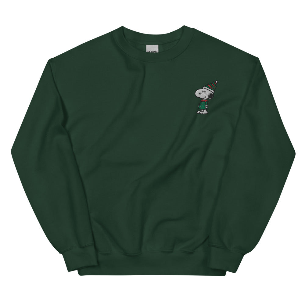 Peanuts Snoopy Elf Embroidered Adult Crewneck