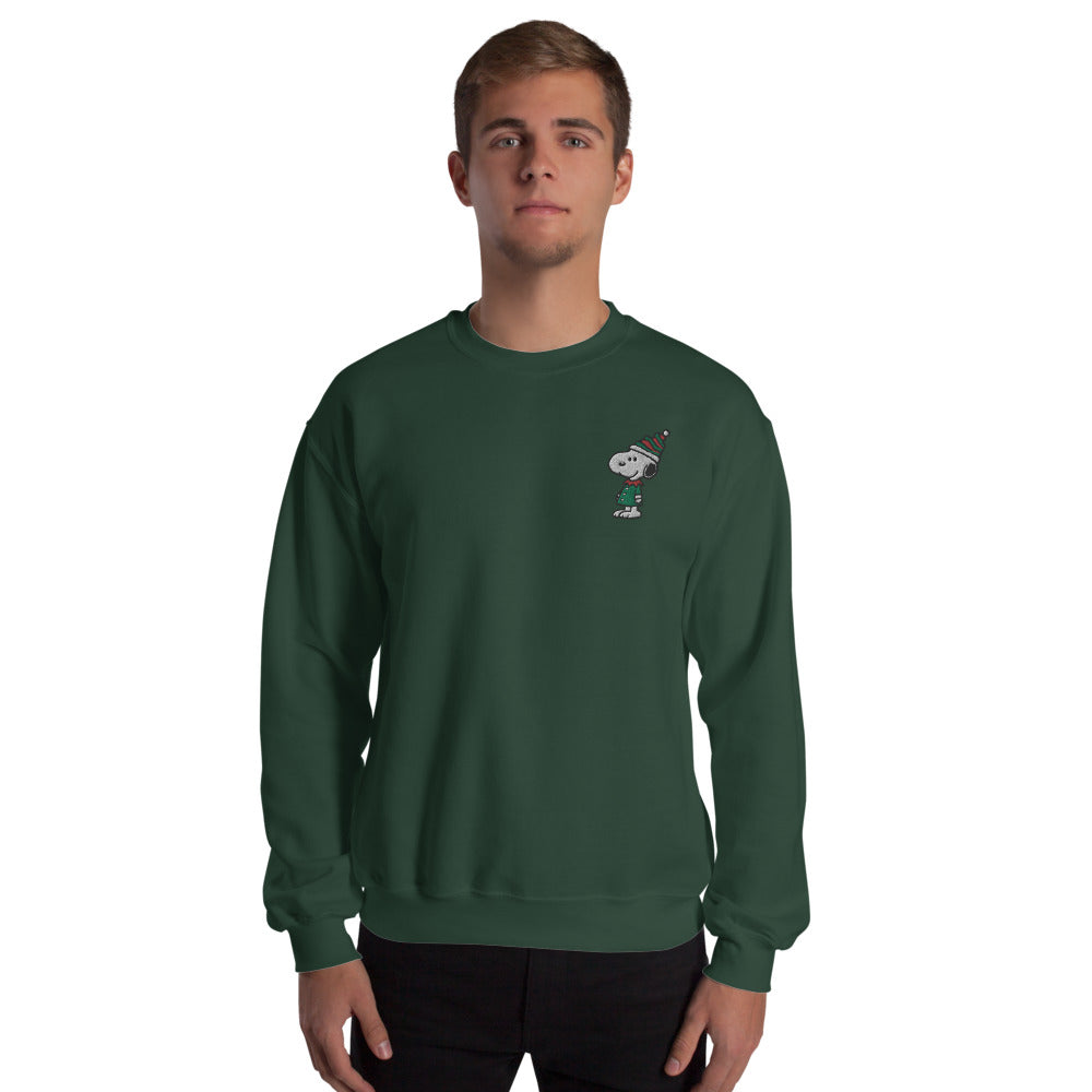 Peanuts Snoopy Elf Embroidered Adult Crewneck