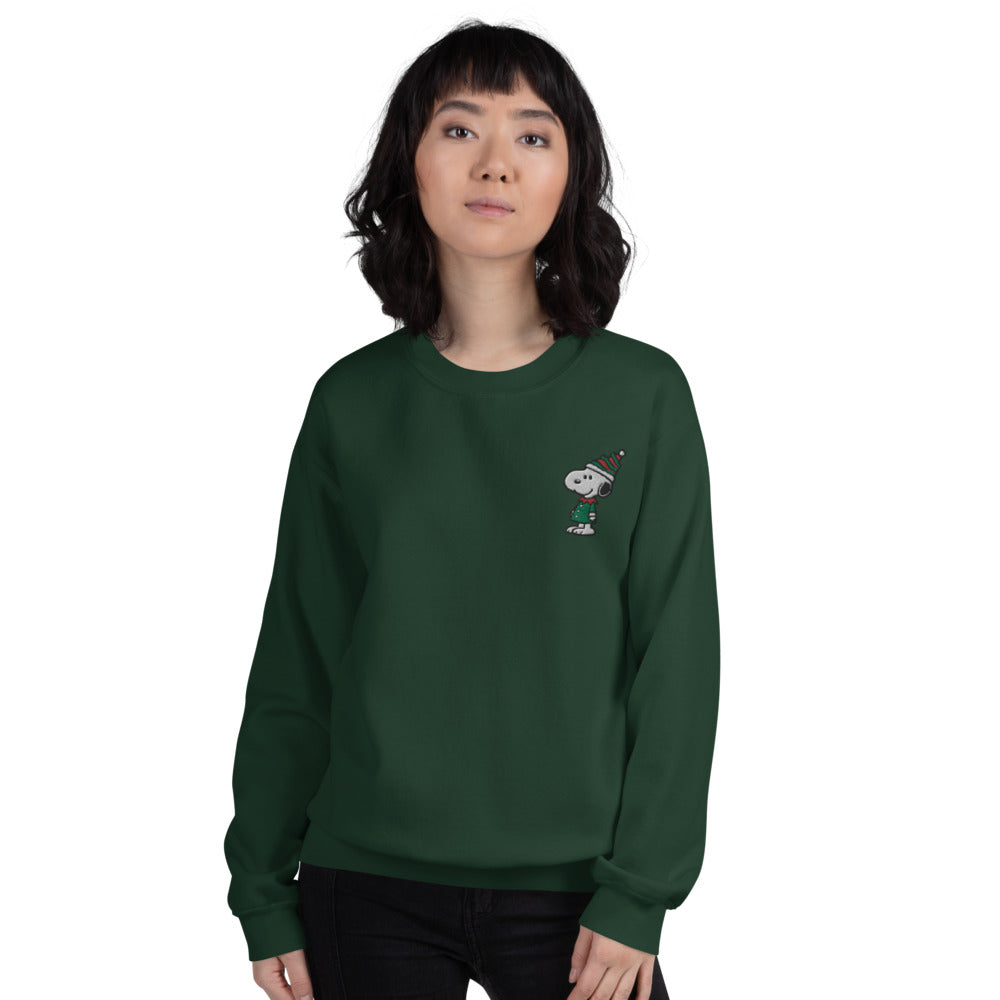 Peanuts Snoopy Elf Embroidered Adult Crewneck