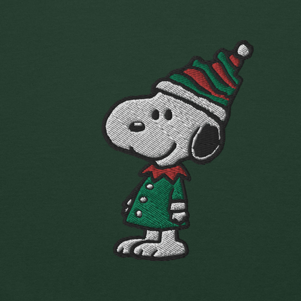 Snoopy Elf Embroidered Adult Crewneck