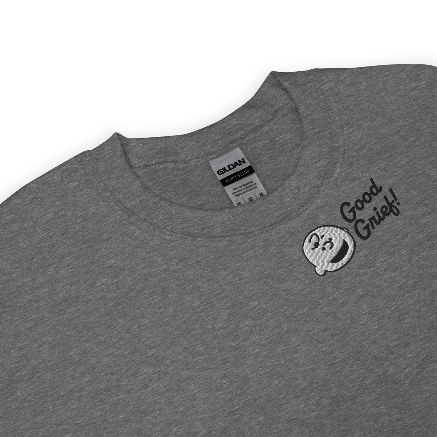 Peanuts Embroidered Crewneck Sweatshirt Charlie Brown Good Grief