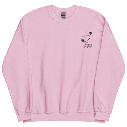 Snoopy Heart Embroidered Adult Crewneck-0