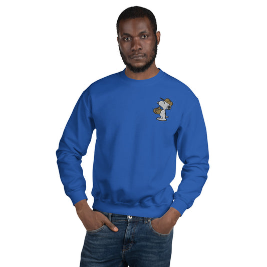 Peanuts Baseball Embroidered Adult Crewneck-2