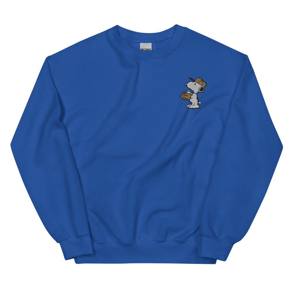 Peanuts Snoopy Baseball Embroidered Sweatshirt Royal