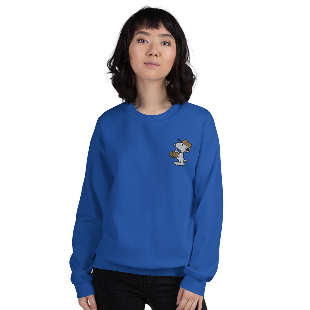 Peanuts Baseball Embroidered Adult Crewneck
