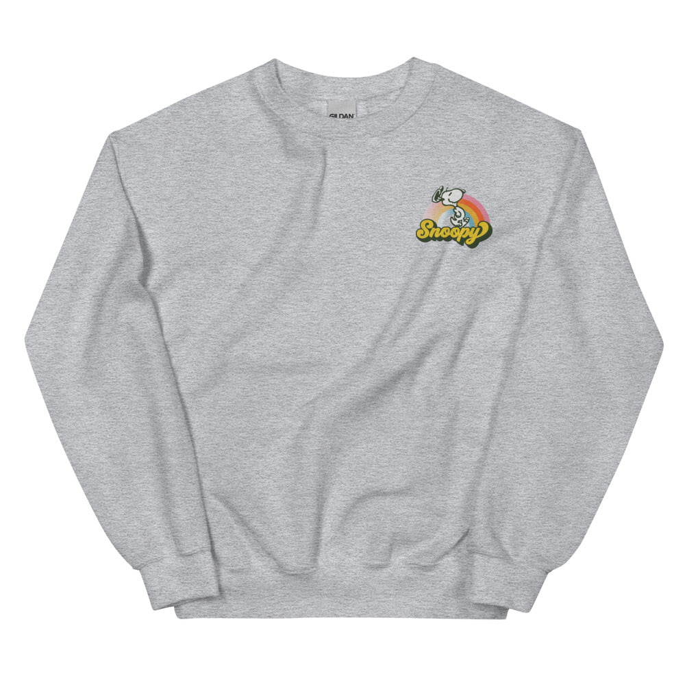 Peanuts Rainbow Embroidered Adult Crewneck Sweatshirt