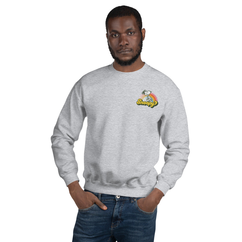 Peanuts Rainbow Embroidered Adult Crewneck Sweatshirt