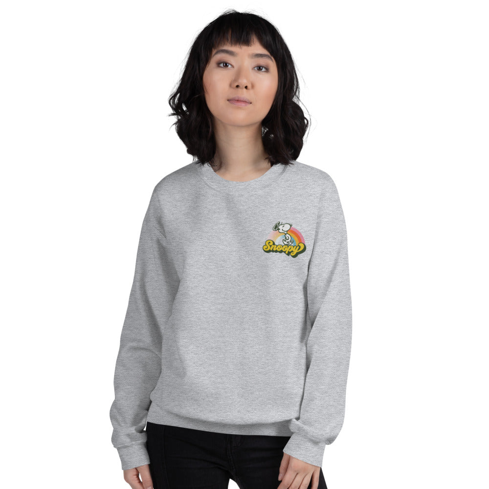 Peanuts Rainbow Embroidered Adult Crewneck Sweatshirt