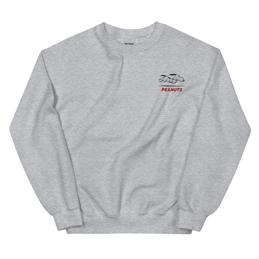 Peanuts Running Snoopy Embroidered Crewneck Sweatshirt Sport Grey-0