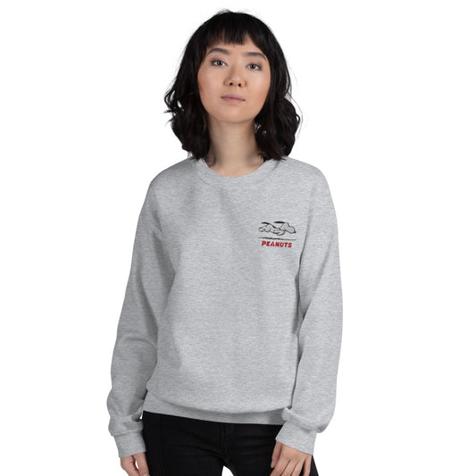 Peanuts Running Snoopy Embroidered Crewneck Sweatshirt Sport Grey-2