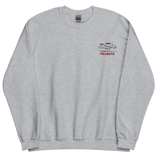Peanuts Running Snoopy Embroidered Crewneck Sweatshirt Sport Grey-0