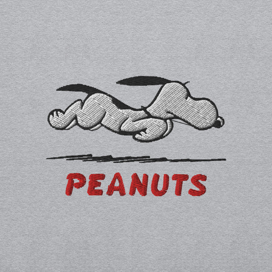Peanuts Running Snoopy Embroidered Crewneck Sweatshirt Sport Grey-1