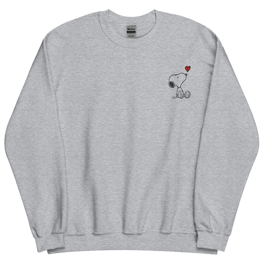 Snoopy Heart Embroidered Adult Crewneck-2
