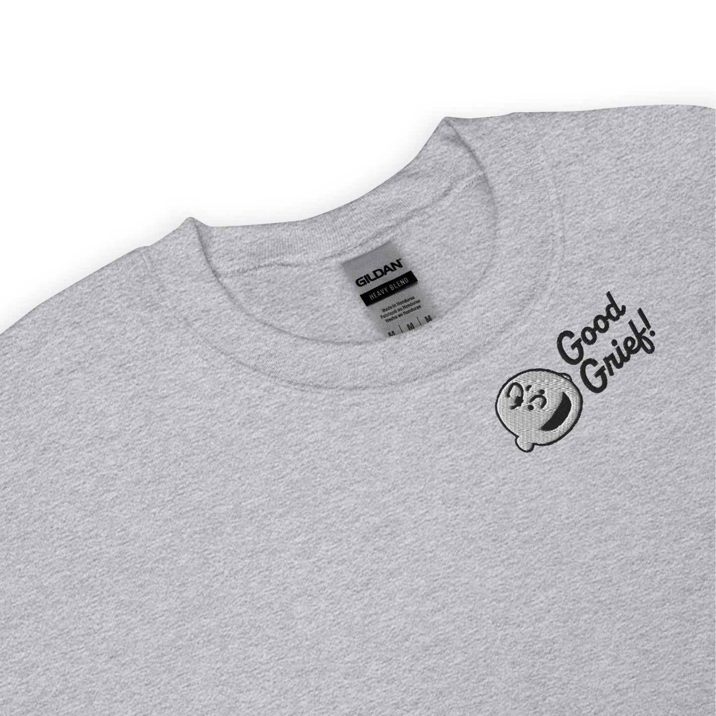 Peanuts Embroidered Crewneck Sweatshirt Charlie Brown Good Grief