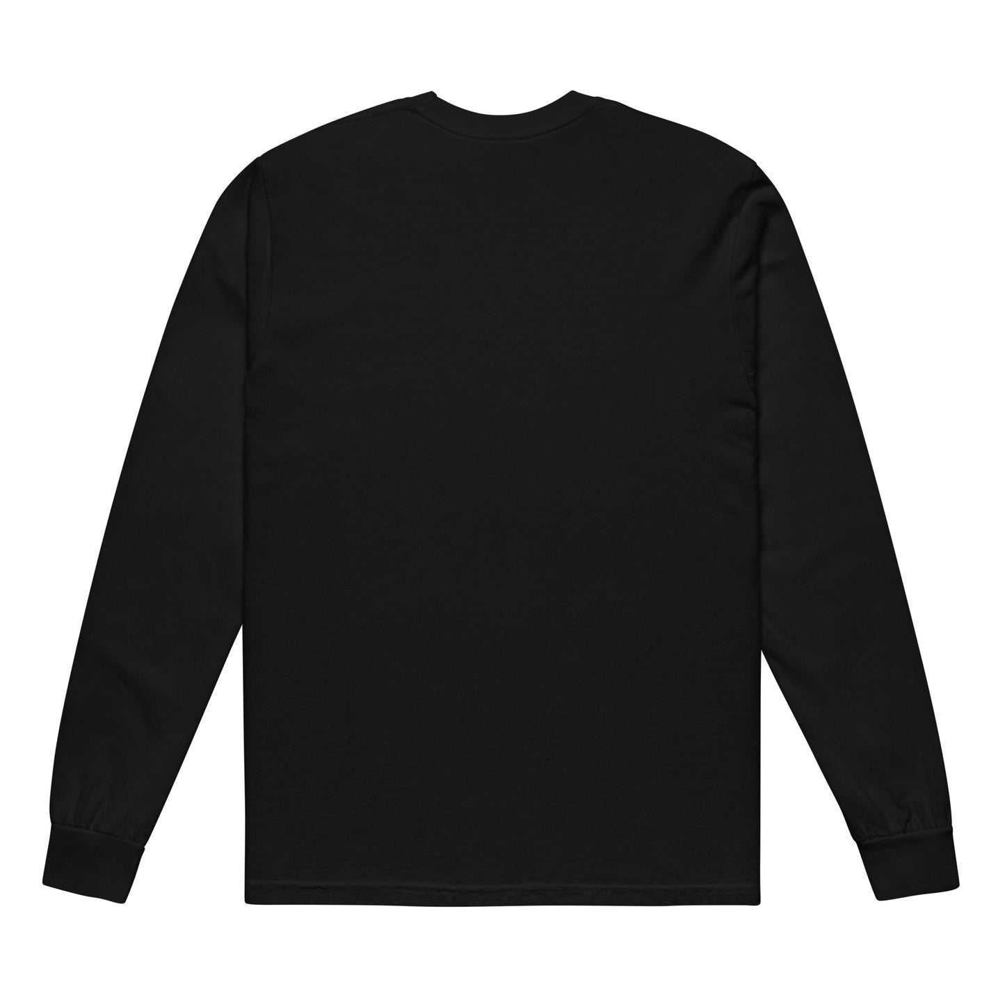 Back view of the solid navy blue heavyweight long sleeve cotton shirt