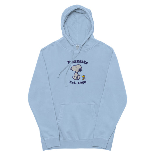 Peanuts Best Buddies Embroidered Hoodie Pigment Light Blue-0