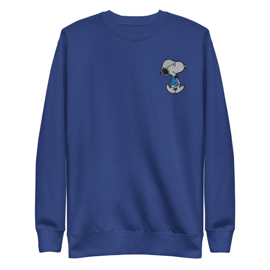 Peanuts Snoopy Smarty Pants Embroidered Crewneck Sweatshirt Team Royal-0