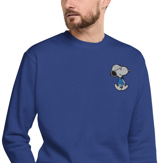 Peanuts Snoopy Smarty Pants Embroidered Crewneck Sweatshirt Team Royal-1