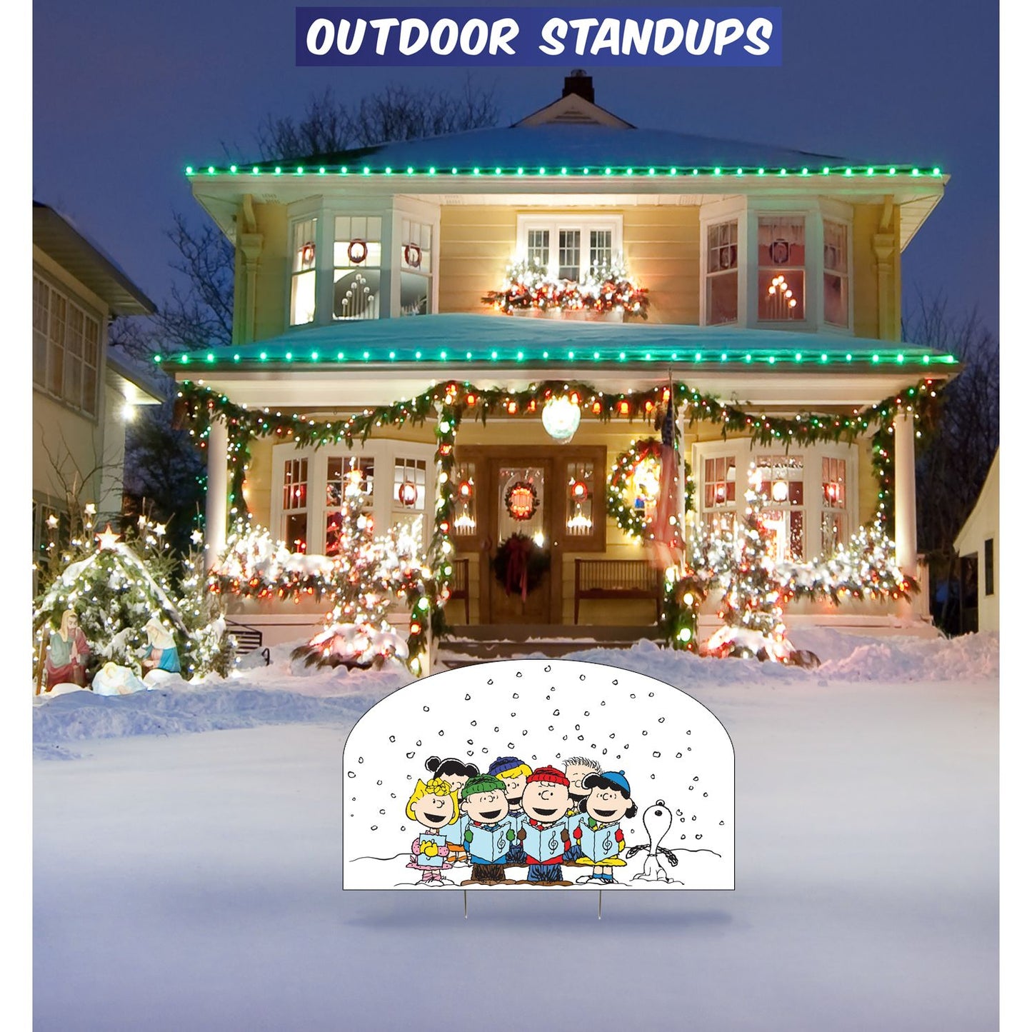 Peanuts Christmas Outdoor Standee Going Caroling