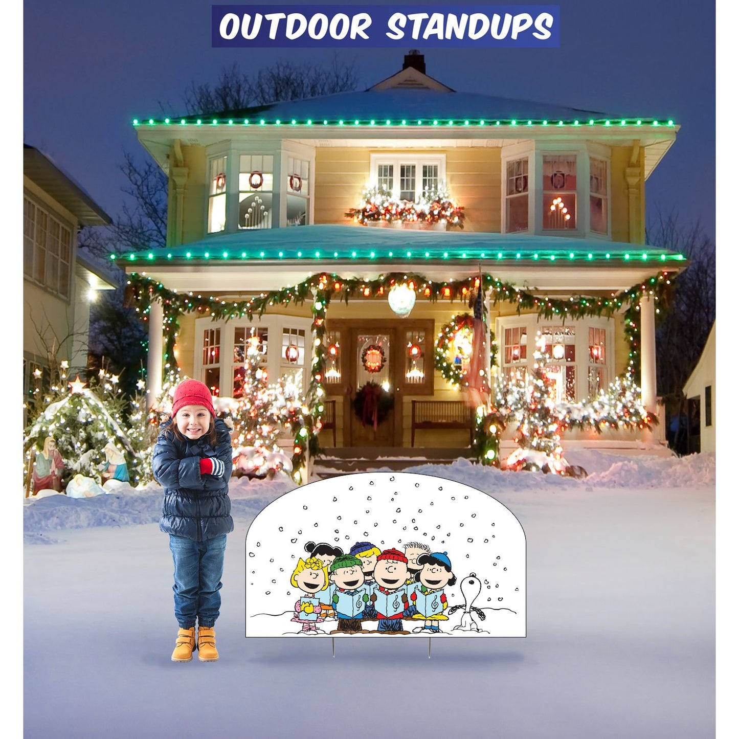 Peanuts Christmas Outdoor Standee Going Caroling