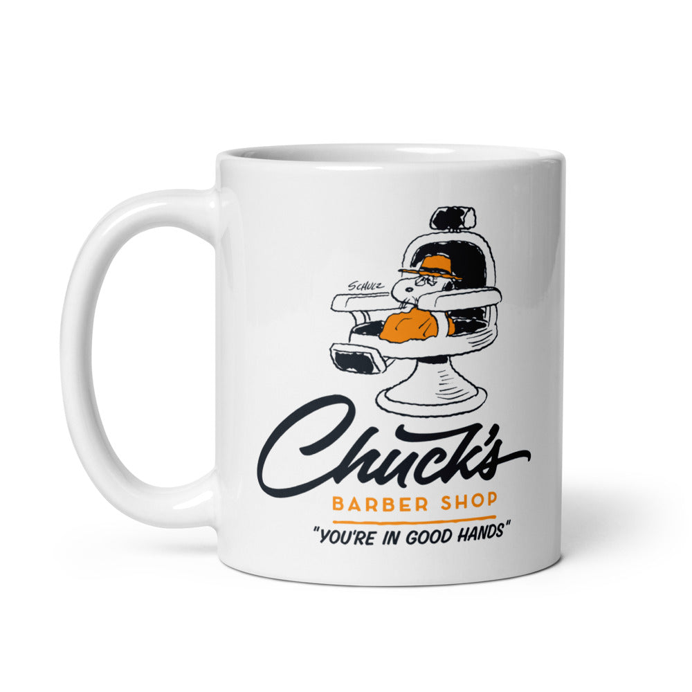 Chuck's Barber Shop White Mug