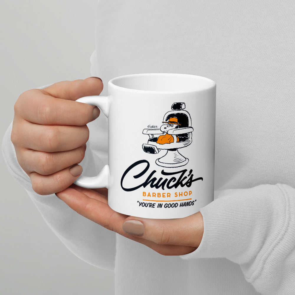 Chuck's Barber Shop White Mug