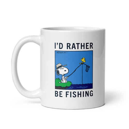 Snoopy I'd Rather Be Fishing White Mug-0