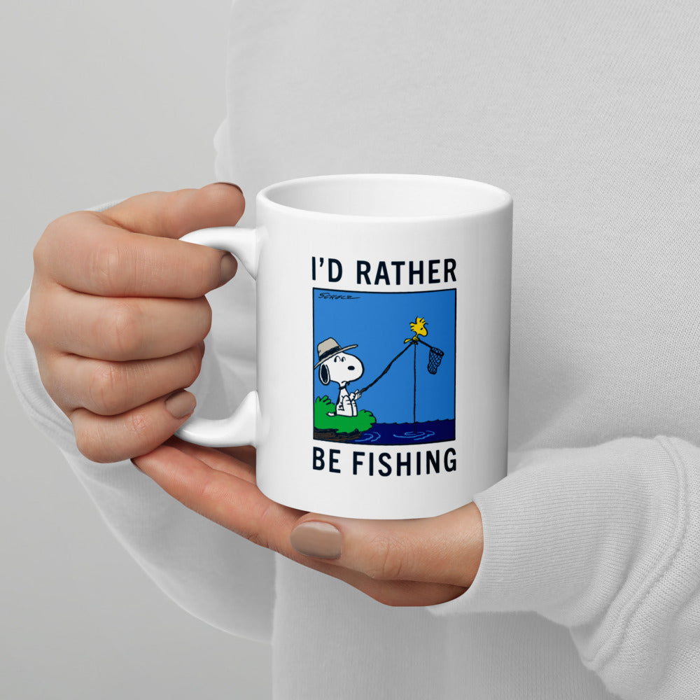 Snoopy I'd Rather Be Fishing White Mug