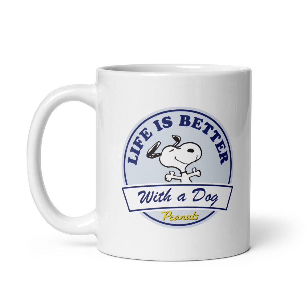 Peanuts Life Is Better With A Dog Customizable White Mug