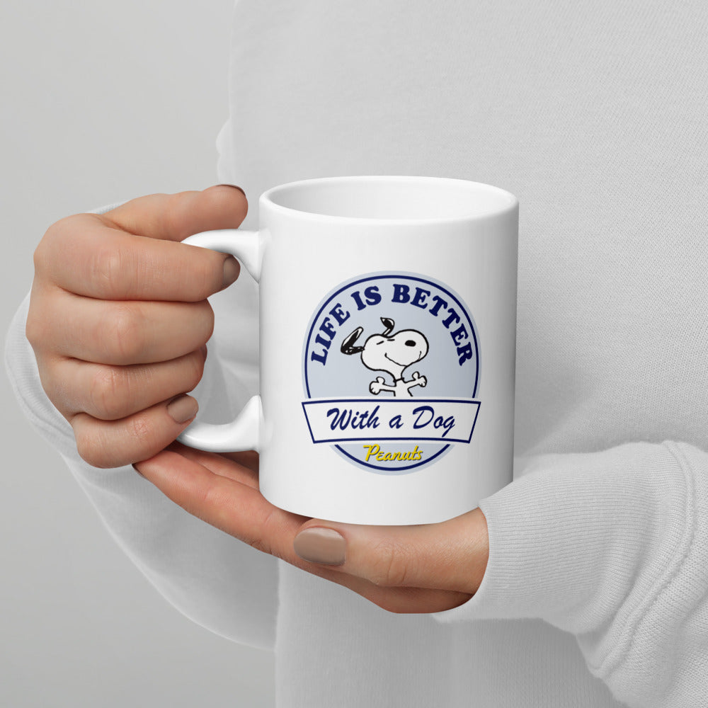 Peanuts Life Is Better With A Dog Customizeable White Mug