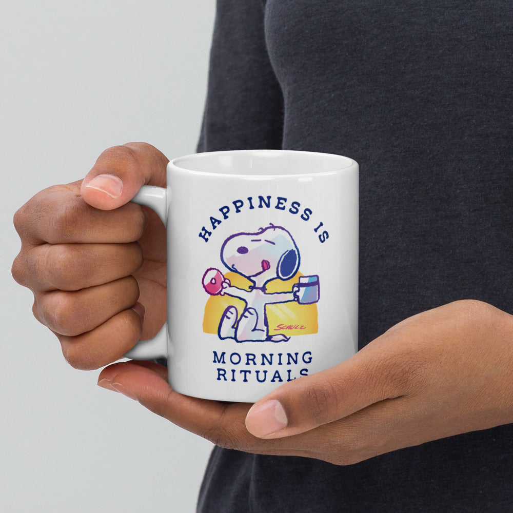 75 Years of Peanuts Happiness Is Morning Rituals White Mug