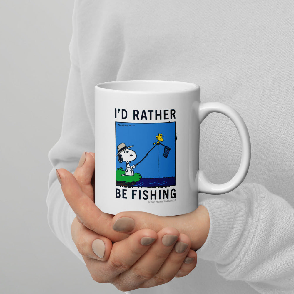 Snoopy I'd Rather Be Fishing White Mug