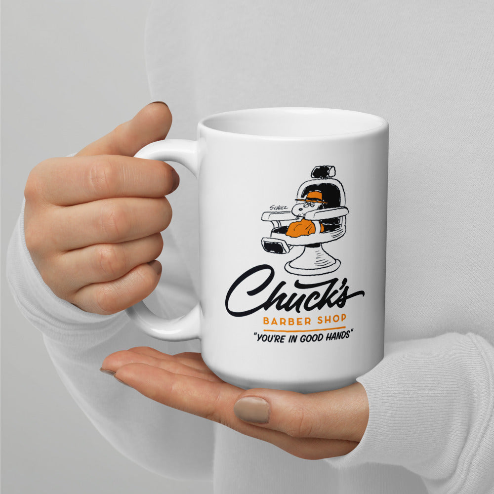 Chuck's Barber Shop White Mug