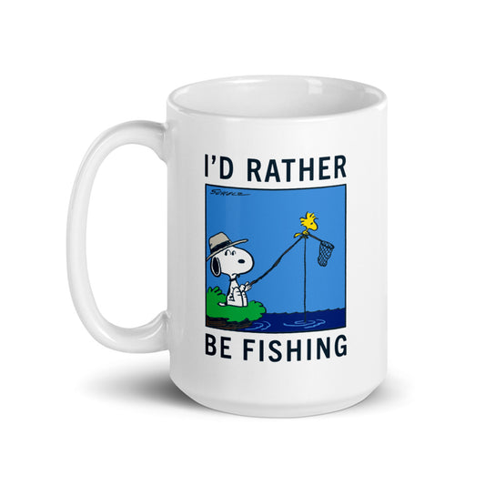 Snoopy I'd Rather Be Fishing White Mug-7