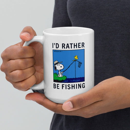 Snoopy I'd Rather Be Fishing White Mug-9