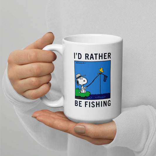 Snoopy I'd Rather Be Fishing White Mug-11