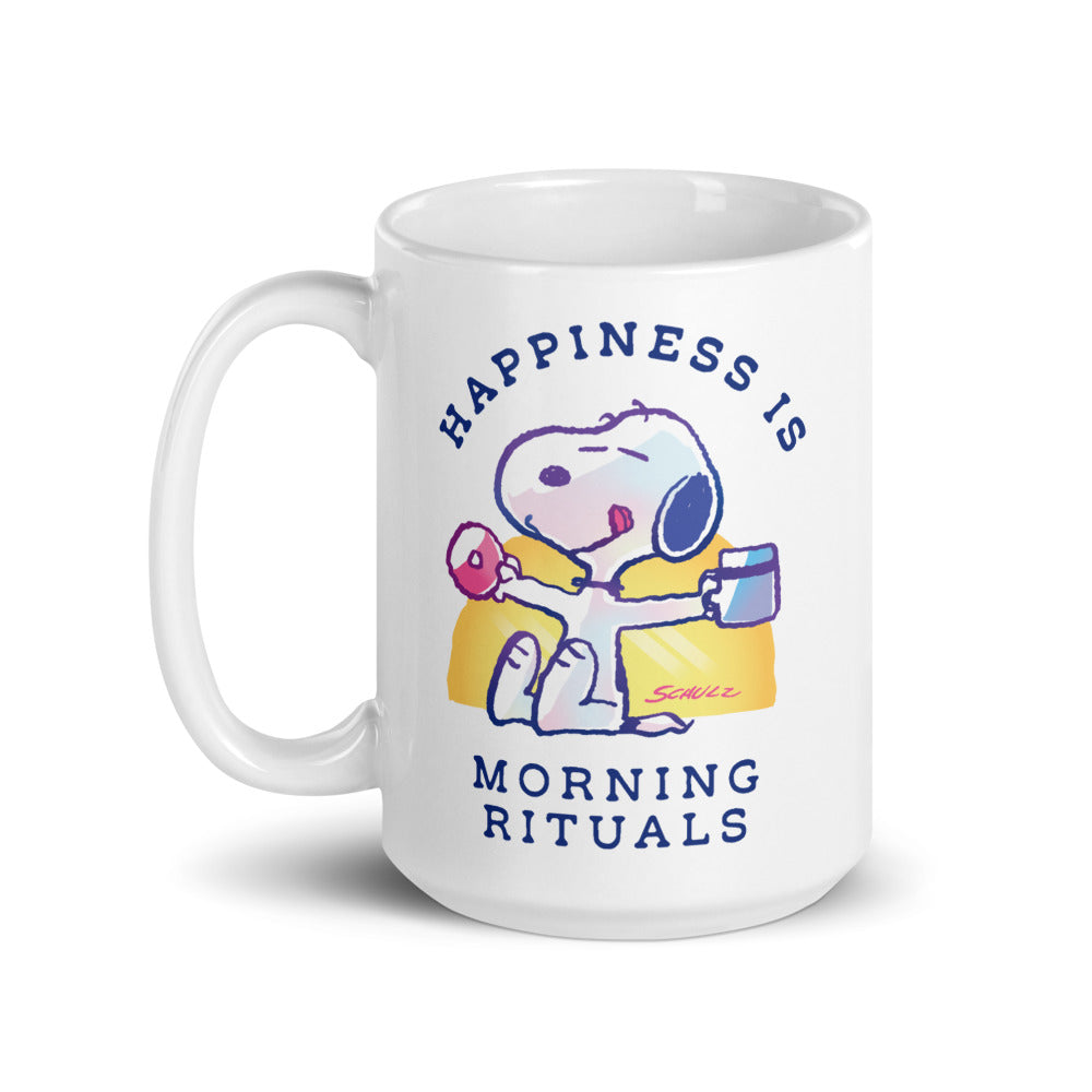 75 Years of Peanuts Happiness Is Morning Rituals White Mug