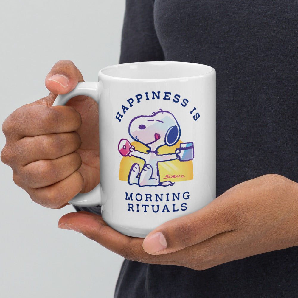 75 Years of Peanuts Happiness Is Morning Rituals White Mug