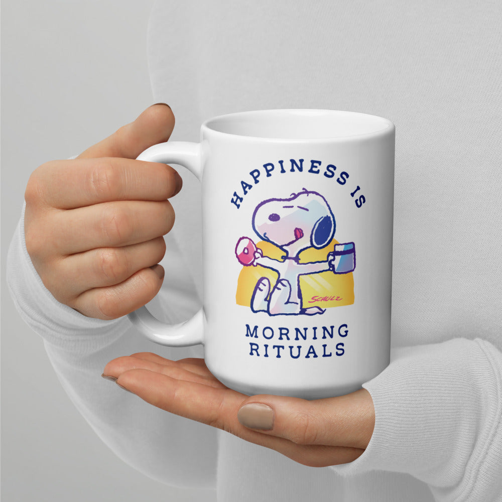 75 Years of Peanuts Happiness Is Morning Rituals White Mug