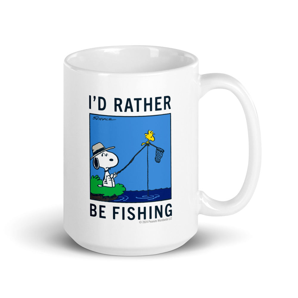 Snoopy I'd Rather Be Fishing White Mug