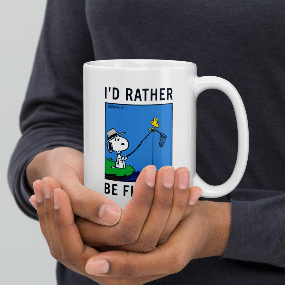 Snoopy I'd Rather Be Fishing White Mug