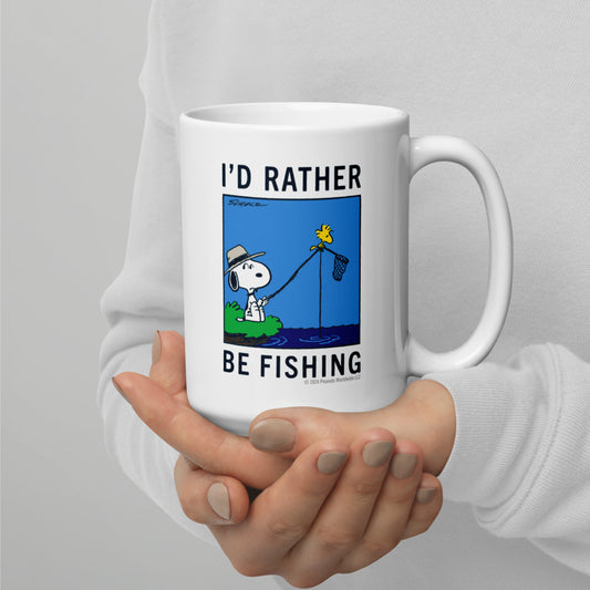 Snoopy I'd Rather Be Fishing White Mug-12