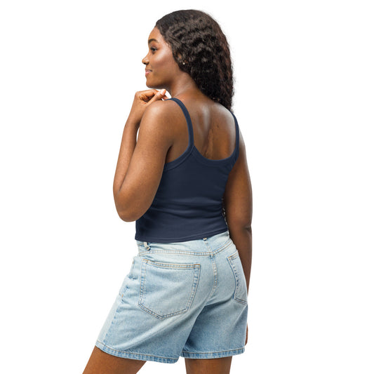 Peanuts Bananas For Bananas Women's Micro-Rib Tank Top Solid Navy Blend-2